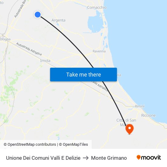 Unione Dei Comuni Valli E Delizie to Monte Grimano map