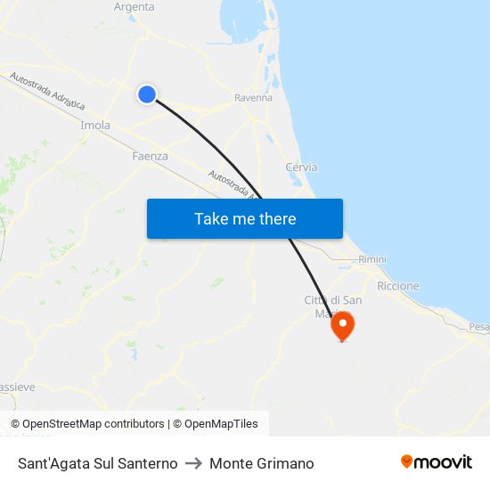 Sant'Agata Sul Santerno to Monte Grimano map