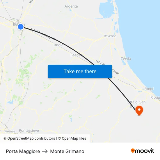 Porta Maggiore to Monte Grimano map