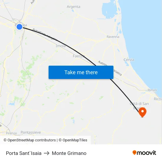 Porta Sant`Isaia to Monte Grimano map