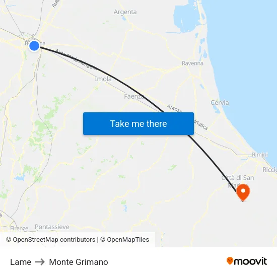 Lame to Monte Grimano map