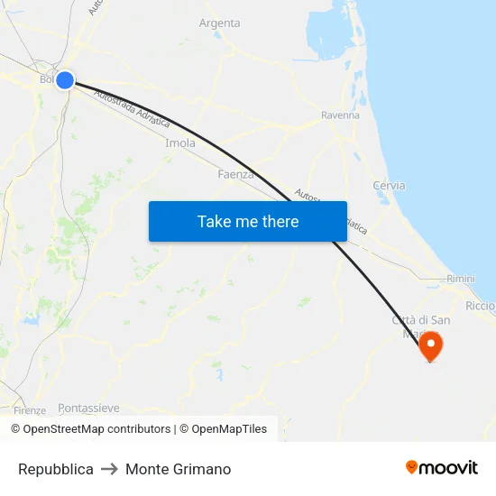 Republic to Monte Grimano map