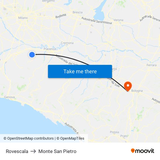 Rovescala to Monte San Pietro map