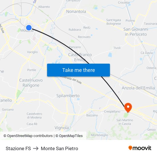 Stazione FS to Monte San Pietro map