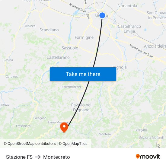 Stazione FS to Montecreto map