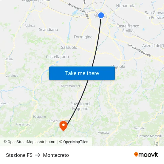 Stazione FS to Montecreto map