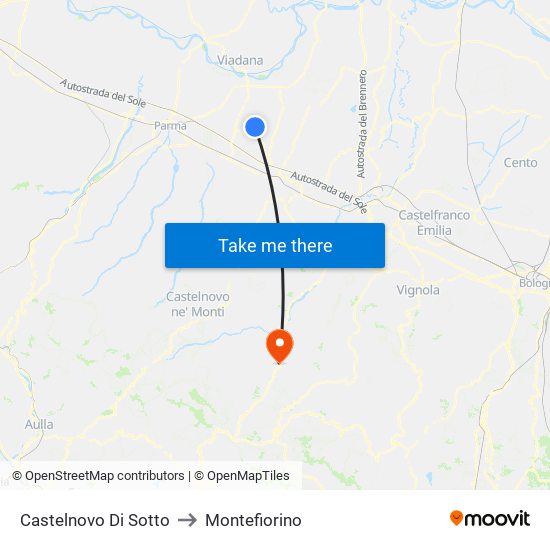 Castelnovo Di Sotto to Montefiorino map