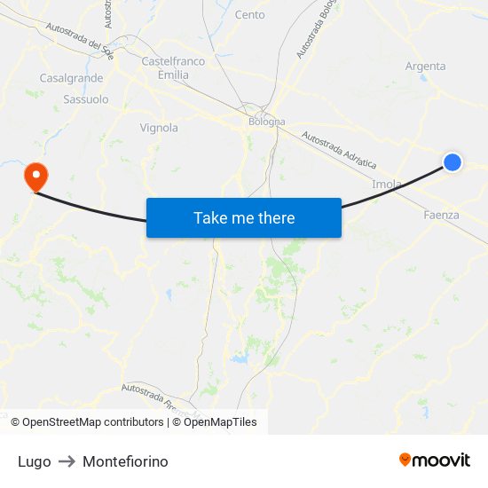 Lugo to Montefiorino map