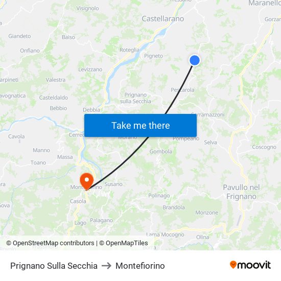 Prignano Sulla Secchia to Montefiorino map