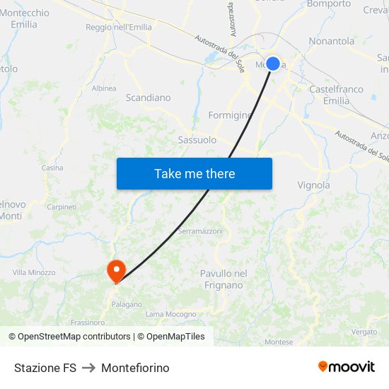 Stazione FS to Montefiorino map