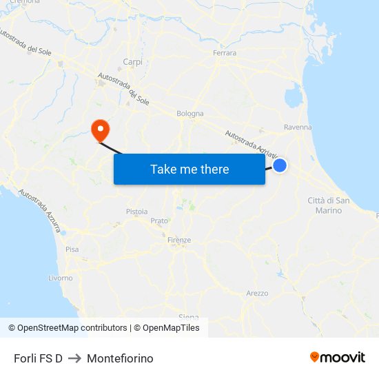 Forli FS D to Montefiorino map