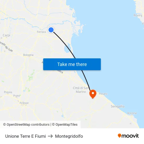 Unione Terre E Fiumi to Montegridolfo map