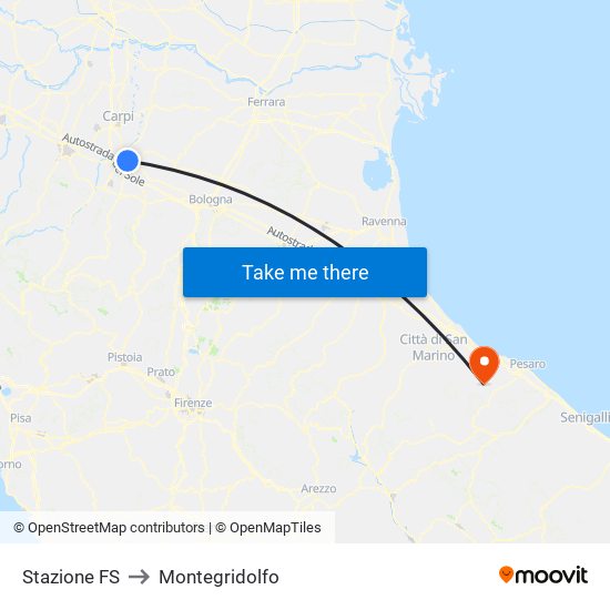 Stazione FS to Montegridolfo map