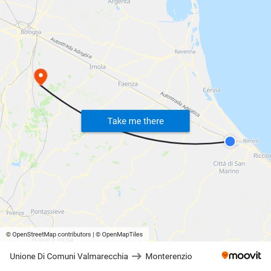 Unione Di Comuni Valmarecchia to Monterenzio map