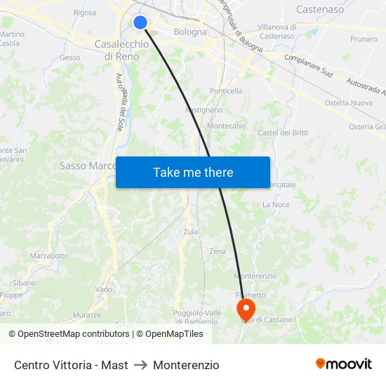 Centro Vittoria - Mast to Monterenzio map