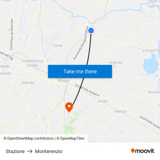 Stazione to Monterenzio map