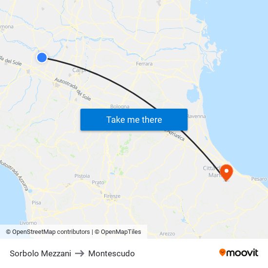 Sorbolo Mezzani to Montescudo map