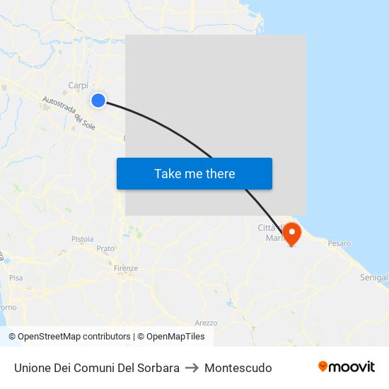 Unione Dei Comuni Del Sorbara to Montescudo map