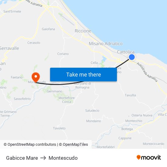 Gabicce Mare to Montescudo map