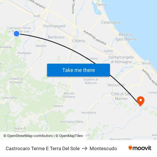 Castrocaro Terme E Terra Del Sole to Montescudo map