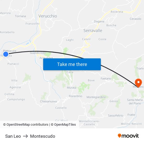 San Leo to Montescudo map