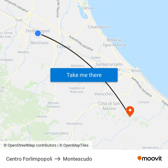 Centro Forlimpopoli to Montescudo map