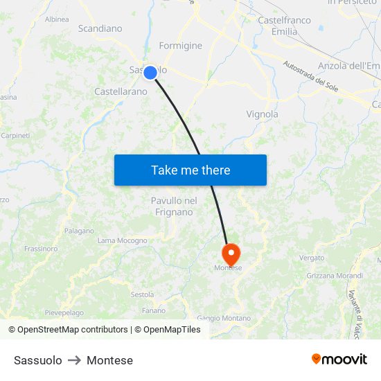 Sassuolo to Montese map