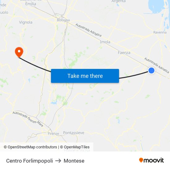 Centro Forlimpopoli to Montese map