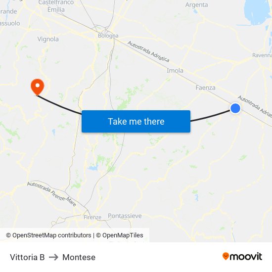 Vittoria B to Montese map