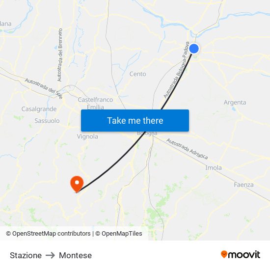 Stazione to Montese map