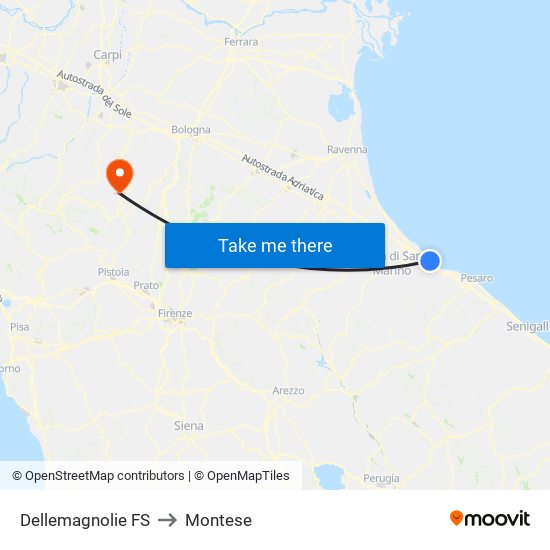 Dellemagnolie FS to Montese map