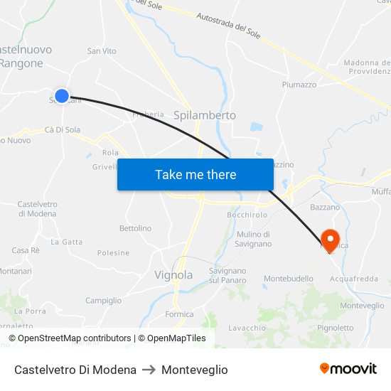 Castelvetro Di Modena to Monteveglio map