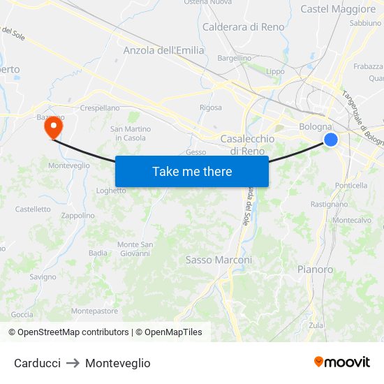 Carducci to Monteveglio map