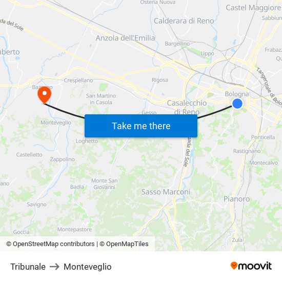 Tribunale to Monteveglio map