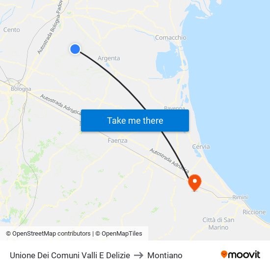 Unione Dei Comuni Valli E Delizie to Montiano map