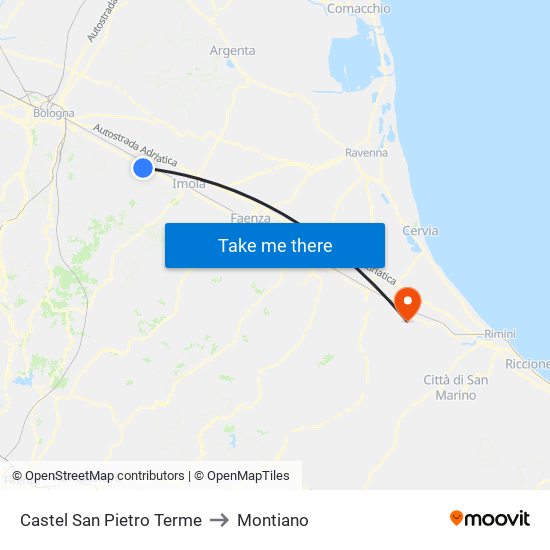 Castel San Pietro Terme to Montiano map