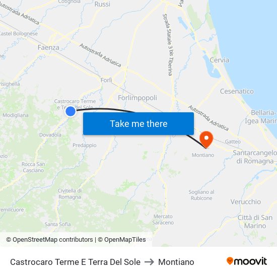 Castrocaro Terme E Terra Del Sole to Montiano map