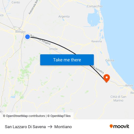 San Lazzaro Di Savena to Montiano map