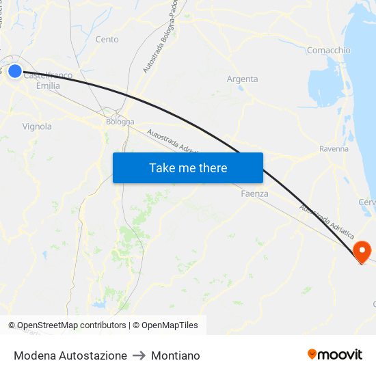 Modena  Autostazione to Montiano map