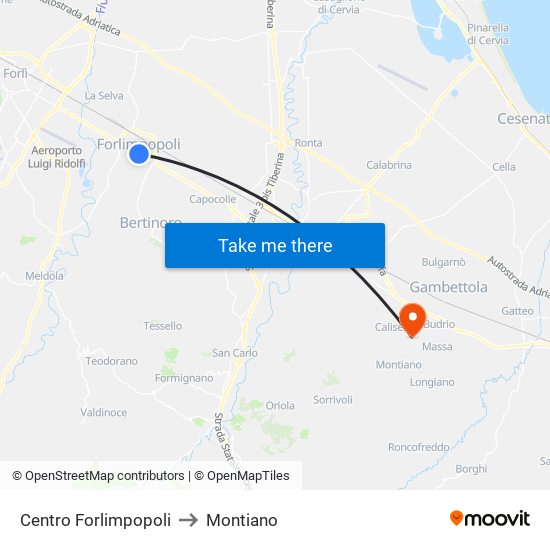 Centro Forlimpopoli to Montiano map