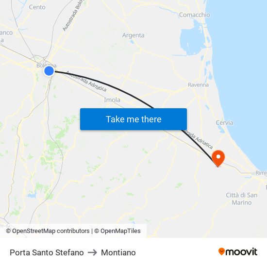 Porta Santo Stefano to Montiano map