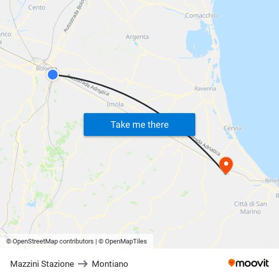 Mazzini Stazione to Montiano map