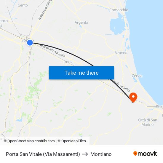 Porta San Vitale (Via Massarenti) to Montiano map