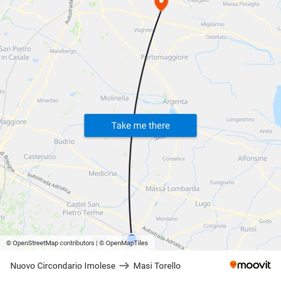 Nuovo Circondario Imolese to Masi Torello map