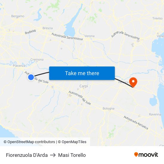 Fiorenzuola D'Arda to Masi Torello map