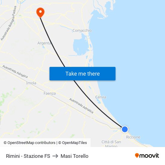 Rimini - Stazione FS to Masi Torello map