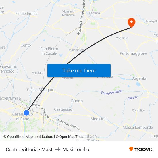 Centro Vittoria - Mast to Masi Torello map