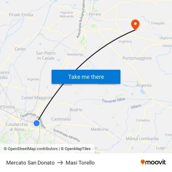 Mercato San Donato to Masi Torello map