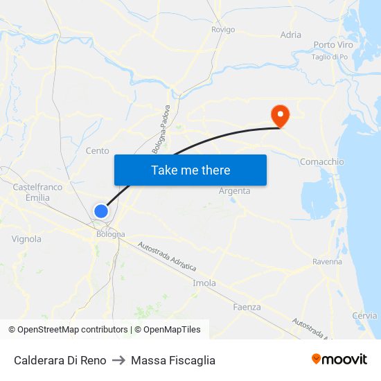 Calderara Di Reno to Massa Fiscaglia map