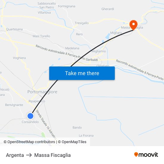 Argenta to Massa Fiscaglia map